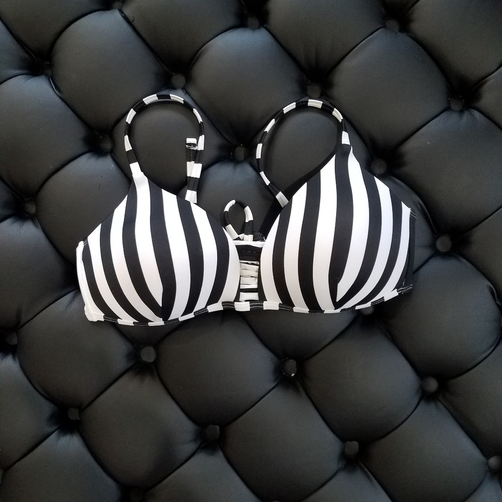 No Boundaries Striped Padded Bikini Top